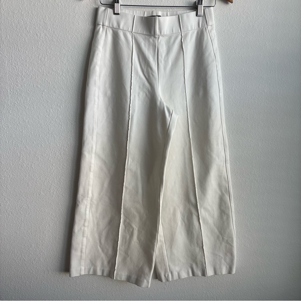 Jones New York Ivory Pintuck Wide-Leg Pull-on Trouser Cropped Pleat White Pants - Picture 2 of 9